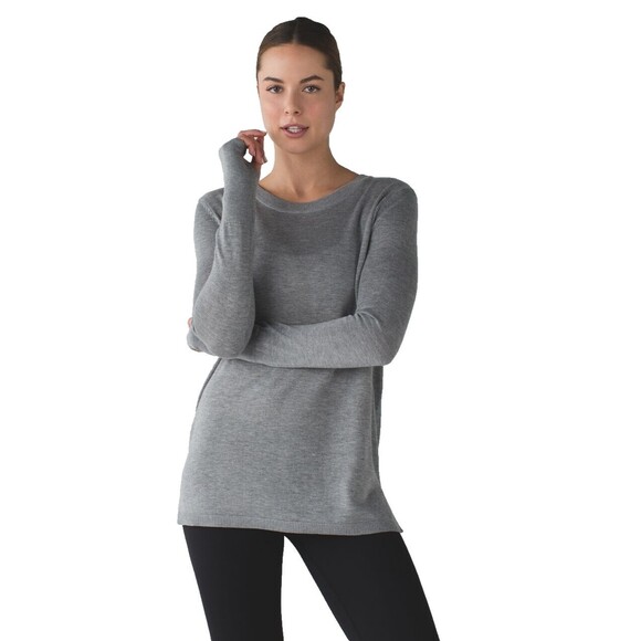 Lululemon Bring it Backbend Sweater Cashmere Blend Gray Size 2 - Picture 2 of 14